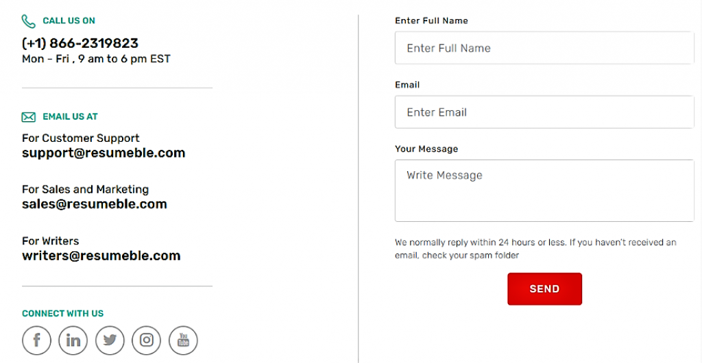 Contact Resumeble.com Review