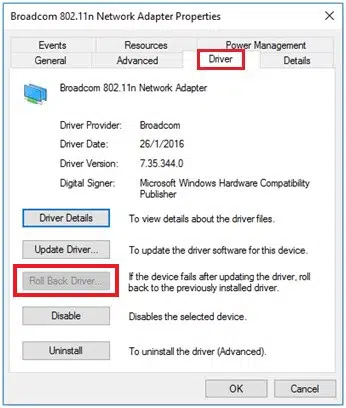 Roll Back Network Adaptor Windows 10 Internet Not Working After Windows Update