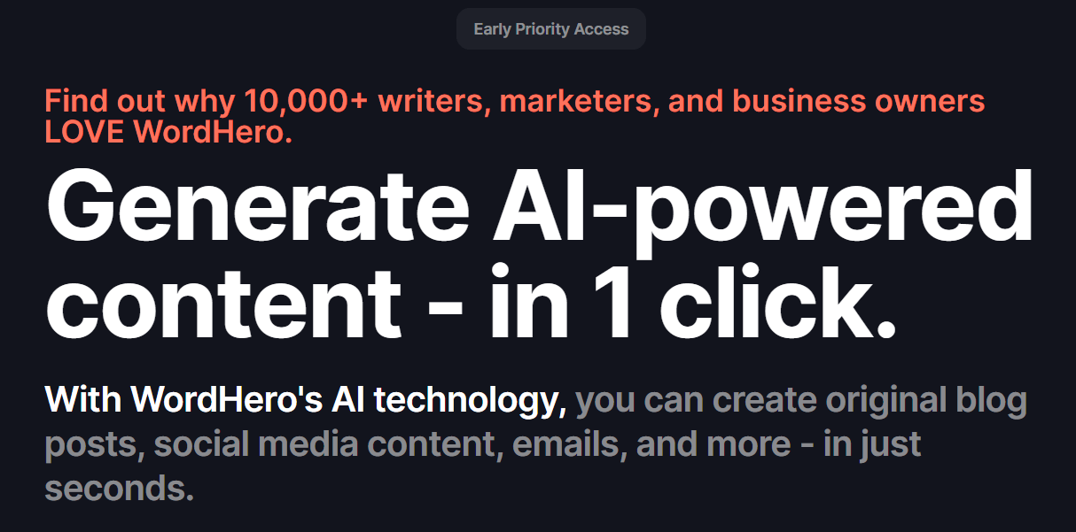 WordHero AI Tool - Best AI Writing Software With Free Credits